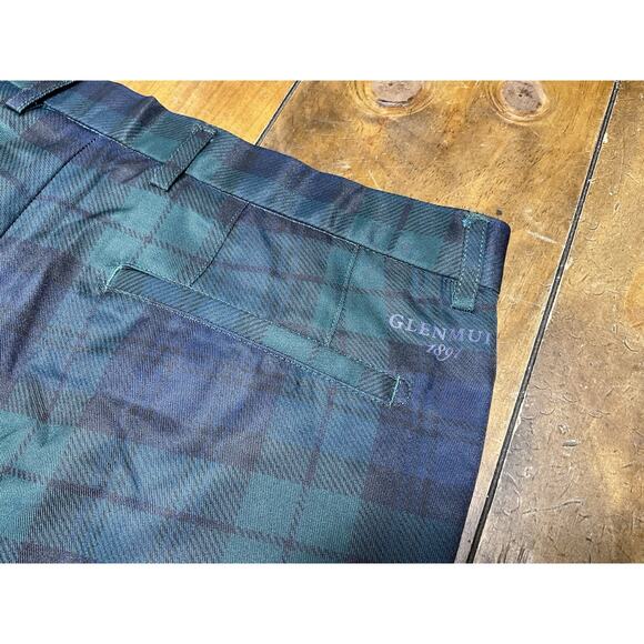 Glenmuir Pants Mens 34R Navy Green Tartan Plaid Golf Performance Stretch New - Picture 7 of 13